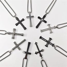 Pendant Necklaces Hip Hop Style Personality Cross Necklace Europe And The United States Cross-Border Sweater Chain Retro