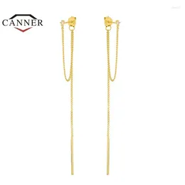 Stud Earrings CANNER For Women Tassel Piercing Long Chain Earings 925 Sterling Silver Gold Plated Party Fashion Jewelry Gifts