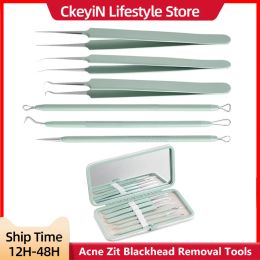 Dress Ckeyin Stainless Steel Acne Comedone Zit Blackhead Removal Tool Kit for Nose Face Blemish Whitehead Extraction Acne Needles Tool