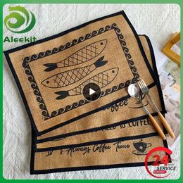 Table Mats Jute Ins Wind Rectangular Woven Linen Square Home Decoration Meal Mat Dining Heat Insulation Placemats