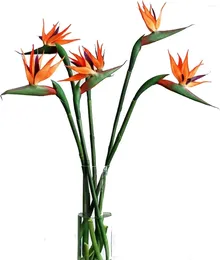 Decorative Flowers 5Pcs Artificial Bird Of Paradise 22Inch Fake Greenery Plant Simulation Silk Bouquet