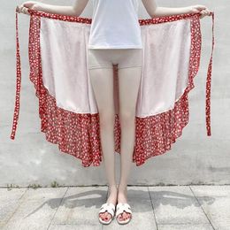 Skirts Summer Sexy Women Lace Up Fashion High Waist Ruffles Loose Slim Long Wrap Skirt Ladies Beach Clothing Female