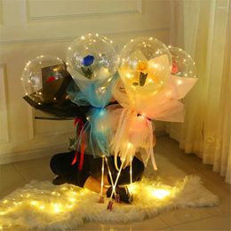 Party Decoration Light Up Balloons Battery Operated Bobo With Artificial Flower And Lights For Birthday Wedding Valentines Day