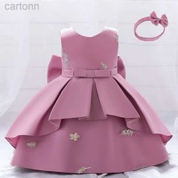 Girl's Dresses Toddler Baby Girl Birthday Princess Dresses Newborn Wedding Party Dress For Girls Infant Embroidery Bow Summer Clothes 12M 5Y d240425