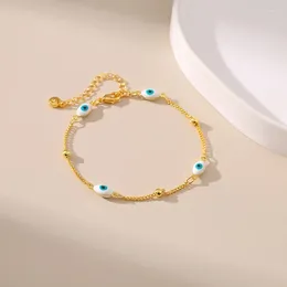 Link Bracelets Copper Plated 18K Gold Chain Metallic Bracelet Versatile Romantic Fashion Accessories Blue Eyes Birthday Gifts