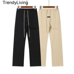 New 24ss Mens designer long pants spring loose fitting casual straight leg pants classic pure color American lace up cotton sports pants