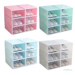 6Pcs Plastic Shoe Box Stackable Foldable Shoe Organizer Drawer Storage for CASE 240411