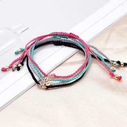 Link Bracelets Go2BoHo Solid Braided Cord Bracelet Fashion Jewellery Bezel Clear Colourless Rhinestone Solitaire Friendship For Women