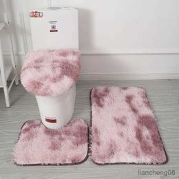 Bath Mats Toilet Seat Cover 3Pcs Set Bath Mat Shower Room Floor Rug Home Bathroom Anti-Slip Absorbent Doormat Bathtub Decor Carpet