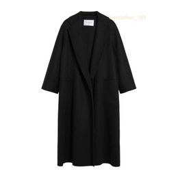 Designer Coats Cashmere Coats Luxury Coats MAX Maras Womens Double Mink Effect Cashmere Fabric Handsewn Black Lapel Coat