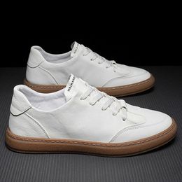 Soft New Leather Small White Shoes, Low Cut Men's Casual Shoes, Korean Version Trendy Shoes, Leather Board Shoes, Men's Shoes, Sports Shoes Underwear