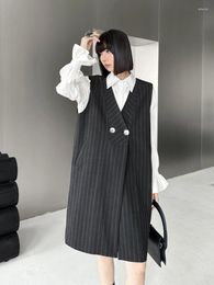Women's Vests SuperAen Spring 2024 Korean Style Design V-neck Dresses Fashion OL Suit Vest Dress