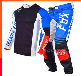 Delicate Fox Flexair Honr Jersey Pants Motocross Racing Gear Set Moto MTB ATV BMX Bike Cycling Kits Mens Blue Black Suit4537795