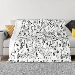 sets Music Notes White Portable Warm Throw Blankets for Bedding Travel