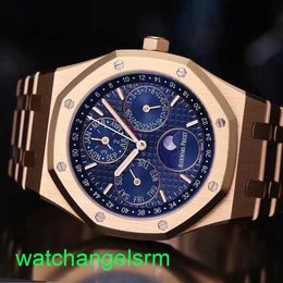 AP Crystal Wrist Watch Royal Oak Series 26574BA Perpetual Calendar Mens Fashion Casual Back Transparent Mechanical Watch