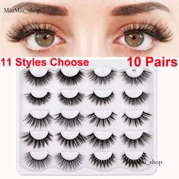 3D Natural False Eyelashes 10 Pairs Faux Mink Lashes Reusable 100% Handmade Dramatic Long Thick Soft Wispy Fluffy Volume Eyelash 11 Styles Eye Makeup Tools 186