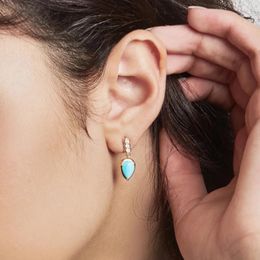 Stud Earrings CANNER Vintage Zircon Turquoise S925 Sterling Silver Geometric Women'S Versatile Drop Birthday Present