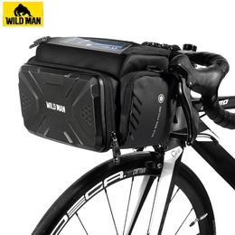 WILD MAN Bicycle Bag Big Capacity Waterproof Front Tube Cycling MTB Handlebar Trunk Pannier Pack Bike Accessories 240416