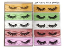 10 Styles False Eyelashes Natural Long Fake Eyelash Extension Thick Cross Faux 3d Mink Eye Lashes Makeup Mix 10Pairs8486101