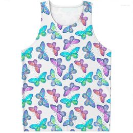 Men's Tank Tops Colorful Butterfly 3D Printed For Men Women Summer Harajuku Holiday Sleeveles Vest Street Casual Plus Size Tee Shirt