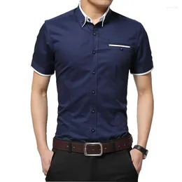 Men's Casual Shirts TFETTERS Arrival Brand Summer Business Shirt Short Sleeves Turn-down Collar Men Big Size 5XL