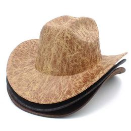 Wide Brim Hats Bucket Hats New suede jazz hat with big brim western cowboy hat party prom premium top hat British fedora hat gentlemen party hats sombrero Y240425