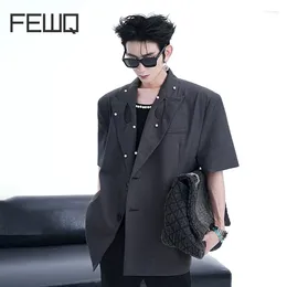 Men's Suits FEWQ Blazers 2024 Summer Short Sleeve Suit Jacket Single Breasted Casual Solid Color Loose Fashion Trend Men 24X9065