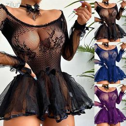 Sexy Pyjamas HOTWomens Sexy See Through Lace Babydoll Mini Dresses Sleepwear Lingerie Nightgowns Underwear Teddy Leotard d240425