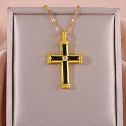 Pendant Necklaces The Black Cross Pattern Luxury And Low-key Necklace Gives A Feminine Touch Of Light Niche Design