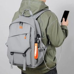 Backpack Men's Waterproof Simple Solid Urban Man USB Backpacks For Men Lightweight Commuter Laptop Trend School Bag