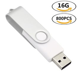 Bulk 800pcs 16GB USB Flash محركات المعادن الدوارة عصي الذاكرة دوار USB القلم محرك تخزين الإبهام مؤشر LED لجهاز الكمبيوتر اللوحي المحمول الكمبيوتر