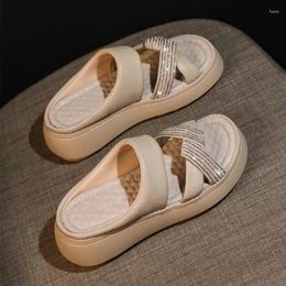 Slippers Flats Platform Bling Women 2024 Autumn Open Toe Designer Slides Round Dress Sandals Casual Outdoor Flip Flops