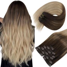 Extensions VeSunny Clip in Hair Extensions Human Hair Balayage Hair Extensions Clip Real Human Hair Clip1224 inch