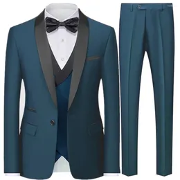 Men's Suits Jacket Vest Pants 2024 Slim Fit Business Three Piece Male Groom Party Dress Man Wedding Blazers 3 Pcs Sets