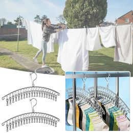 Organisation Windproof Clothes Drying Hanger Clothing Rack 10 Clips Stainless Steel Sock Laundry Airer Hanger Underwear Socks Holder