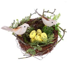 Decorative Figurines 13cm Simulation Bird Nest Decoration Exquisite Egg Ornament Party Layout Decor For Home FEstival (13cm Round