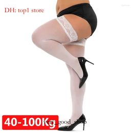 Women Socks Sexy Lace Thigh High Knee Stockings Lingerie Transparent Elastic Nylon Temptation Medias Plus Size 9894