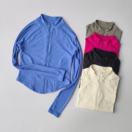 Yoga Slim Fit Sports Coat Shirts Jacket Quick Dry Elastic Yoga Fitness Women's Outdoor Tops Running Zipper Quick Dry Fall Clothing