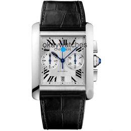 Dials Working Automatic Watches carter Tank Series Square Transparent Bottom Fully Mechanical Watch Mens W5330007