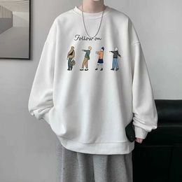 Men's Hoodies Sweatshirts Autumn Follow On Letter Graphic Print Sweatshirts For Men Casual Pullover Vintage Crewneck Sweatshirt Y2K Streetwear Sudadera 240424