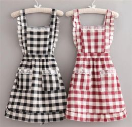 Aprons Korean Style Comfortable And Oilproof Cooking Household Female Cute Pure Cotton Work Nail Coveralls Western 2209199746977