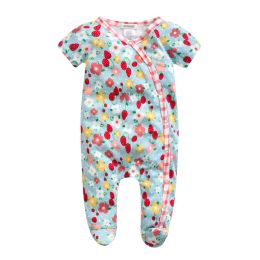 One-Pieces Kavkas Baby Clothes Short Sleeve Bamboo Summer Girl Rompers Flower Printed Newborn Girls Jumpsuit One Piece Baby Pyjamas