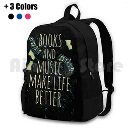 Backpack Books And Music Make Life Better #1 Outdoor Hiking Waterproof Camping Travel Book Nerd Geek Fangirl Fan