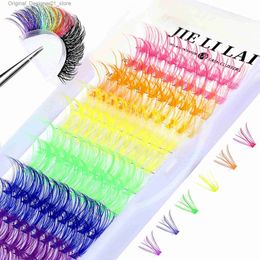 False Eyelashes 14/16mm D curly Coloured personal eyelashes Coloured polyester false eyelashes provide eyelash extension makeup products Q240425