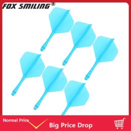 Darts Fox Smiling 6pcs Professional Dart Pins Flights And Shafts 2BA Screw Soft Inone Dart Flight Durable Antifall 8 Colors