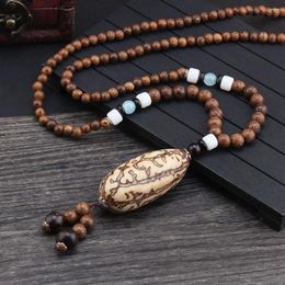 Pendant Necklaces Abacus Jade Gourd Party Jewelry Buddhist Accessories Long Sweater Chain Women Necklace Wooden Bead