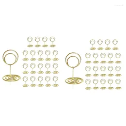 Party Decoration Table Number Holders 40Pcs - 2 Inch Mini Place Card Holder Short Stands For Wedding (Gold)