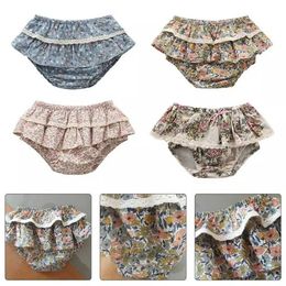 Shorts Ruffle Lace Layers Girls Floral Skirt Bloomers Sweet Toddler Baby Summer Shorts Soft Breathable Kids Pp Pants for Girls Clothes H240425