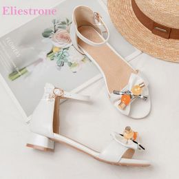 Casual Shoes Summer Comfortable White Beige Women Sandals Round Toe Chunky Heel Lady Plus Small Big Size 10 28 30 43