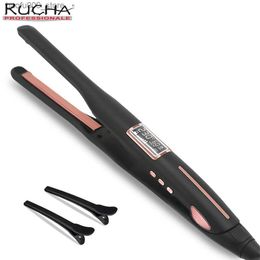 Curling Irons Curler 450 F pencil hair flat iron 10mm titanium thin narrow mini straightener for short beard hair styling tools Q240425